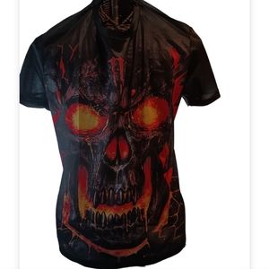 Graphic design tee shirts flaming scull